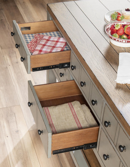 Vintage Market - Kitchen Island 6 Drawer With Casters