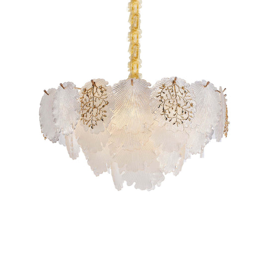 Michael Amini Lighting - Almara 9-Light Frosted Glass Chandelier - Frost / Gold
