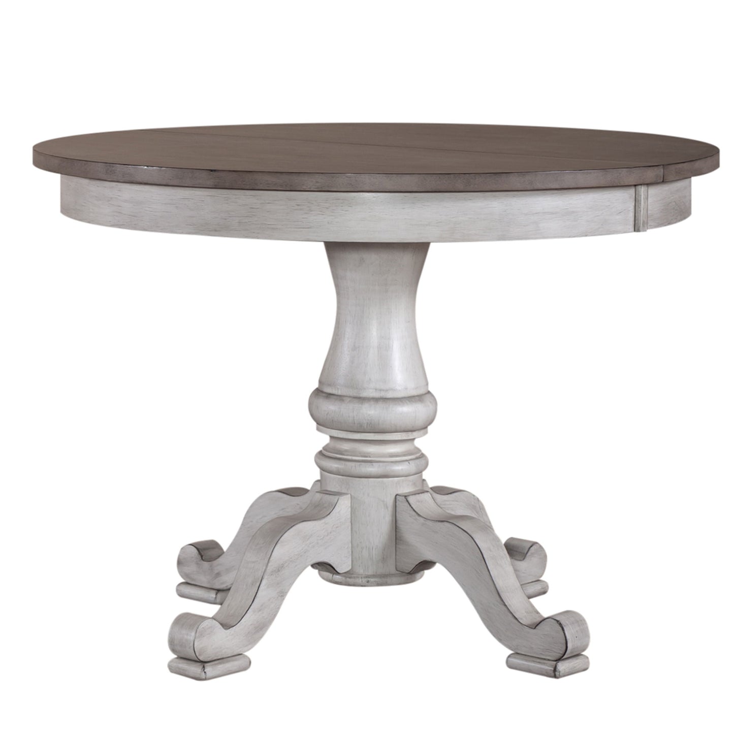 Ocean Isle - Single Pedestal Table Top - Antique White / Dark Brown