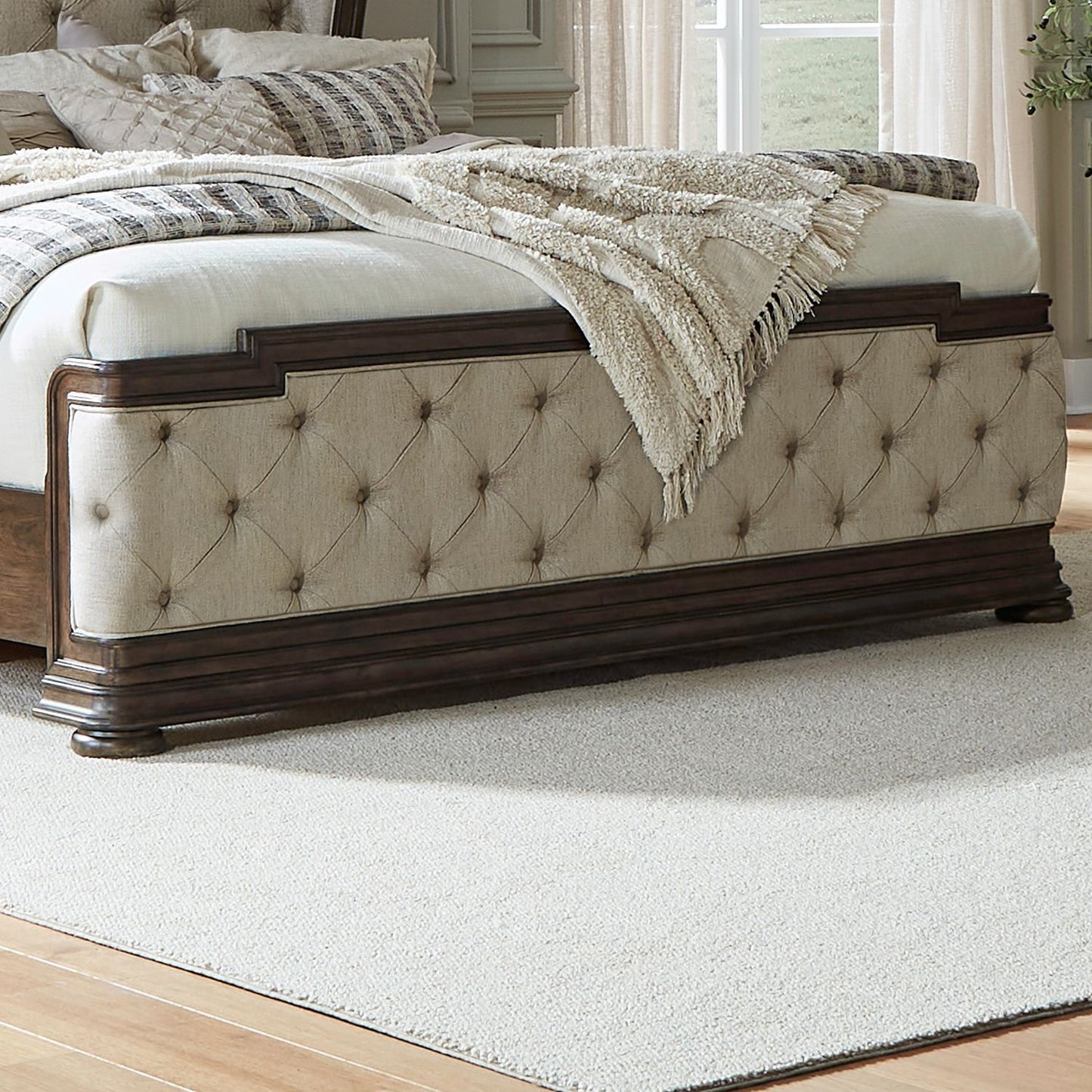 Providence Park - Queen Upholstered Shelter Footboard - Chateau Brown