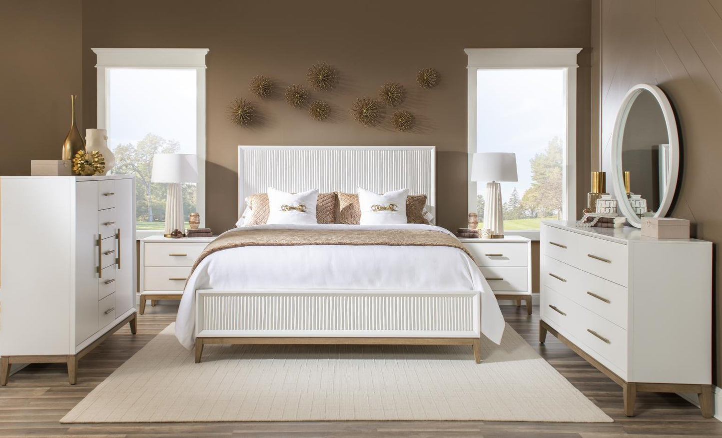 Melrose - Door Chest - Cloud White And Desert Oak