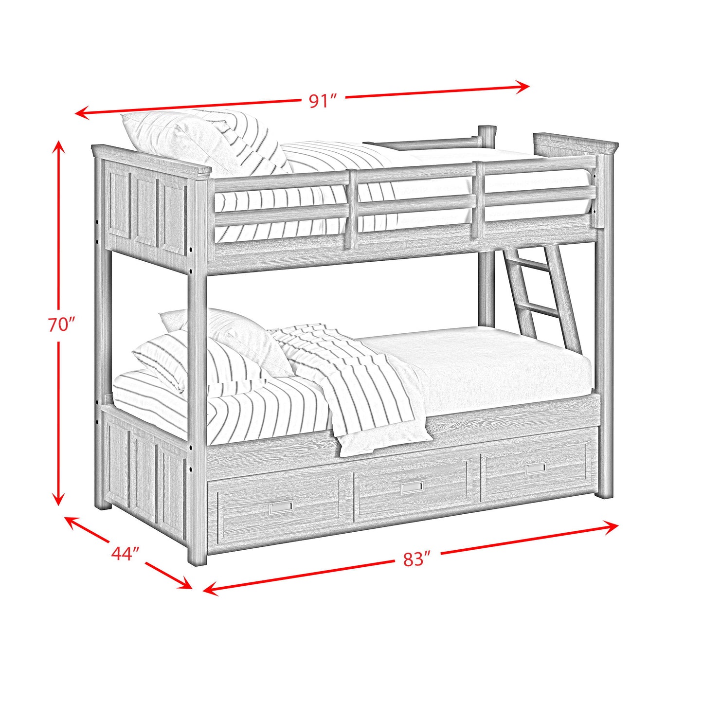 Hampton Kids - Bunk With Ladder And Trundle