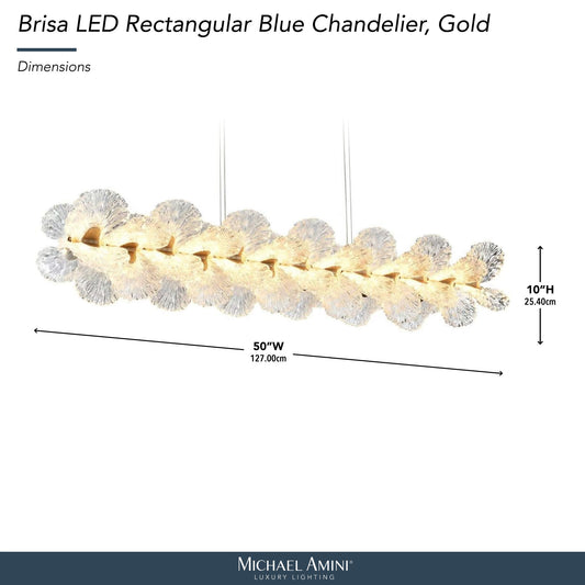 Michael Amini Lighting - Brisa 50" Rectangular LED Chandelier - Ocean Blue / Bronze