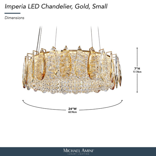 Michael Amini Lighting - Imperia 24" Wide Round Crystal LED Chandelier - Champagne Gold