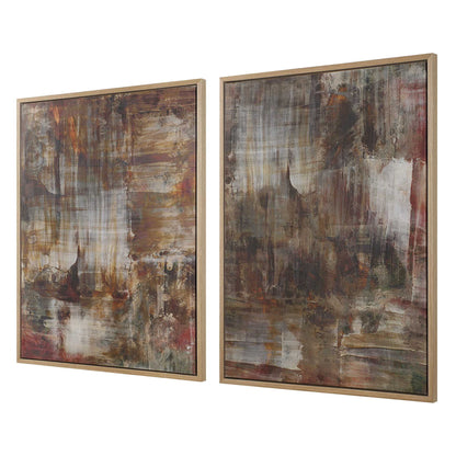 Molten Patina - Framed Canvases (Set of 2) - Dark Brown