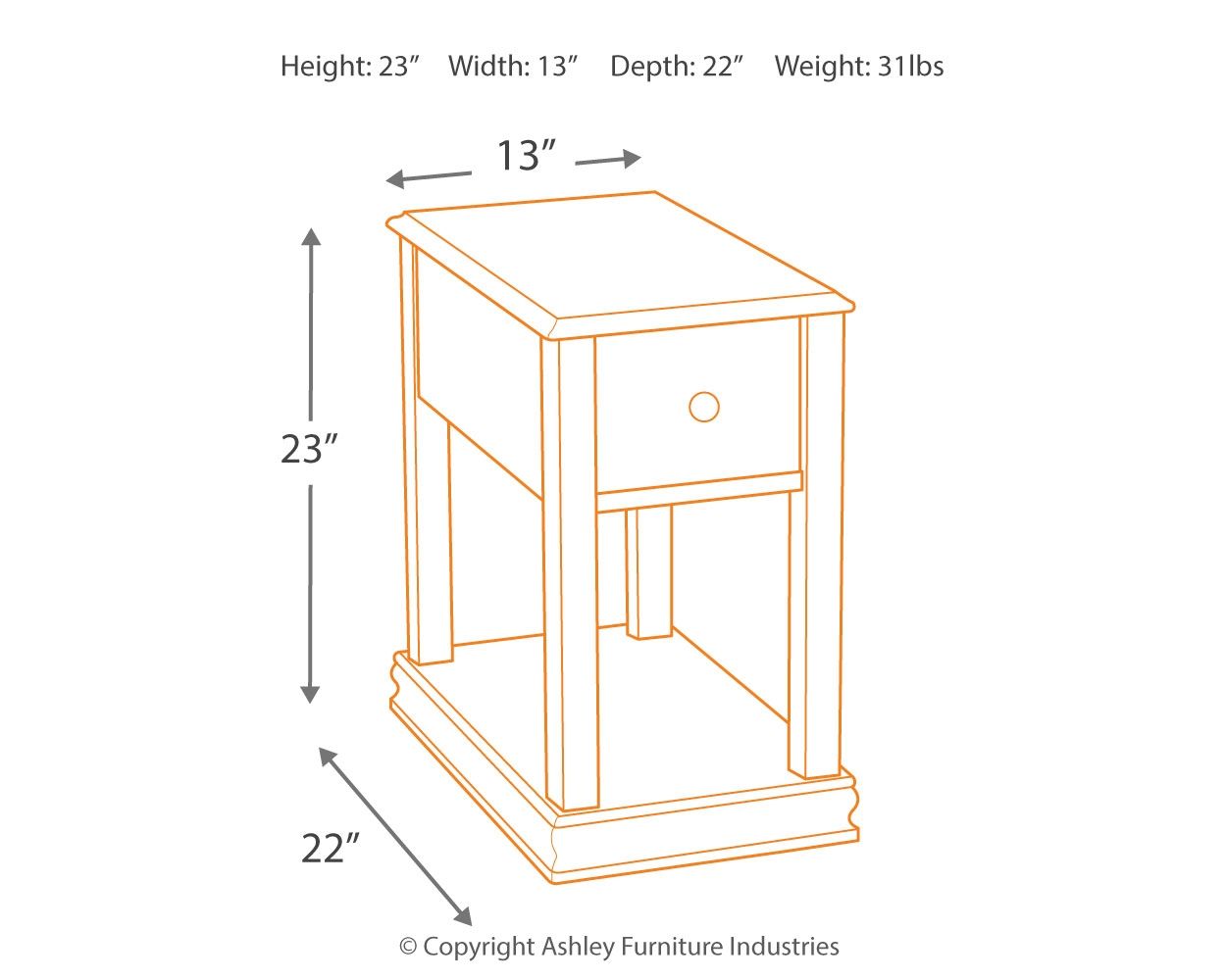 Breegin - Chair Side End Table - Removable Tray - Brown