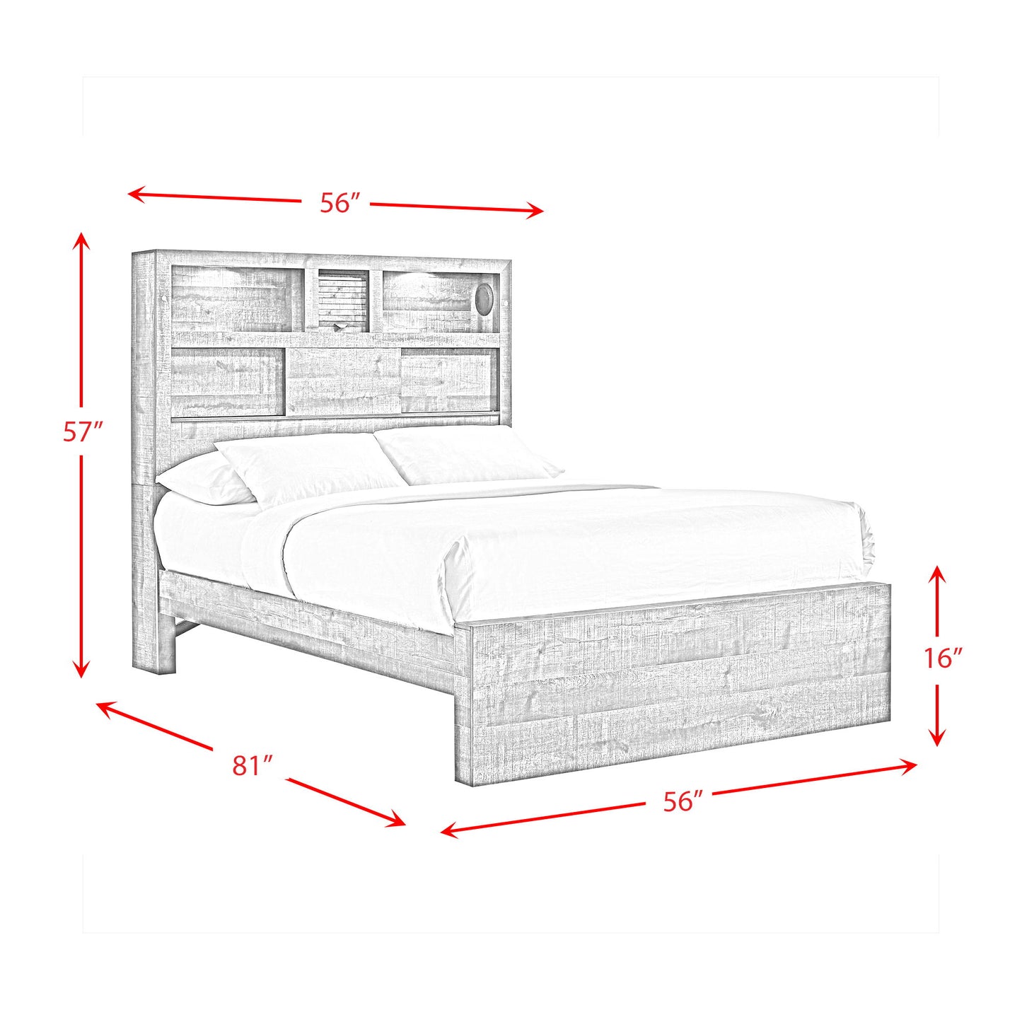 Bailey - Bookcase Panel Bedroom Set With Bluetooth