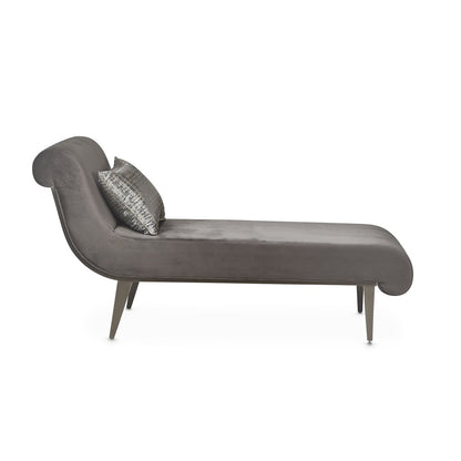 Roxbury Park - Velvet Chaise - Gray Pearl / Stainless Steel