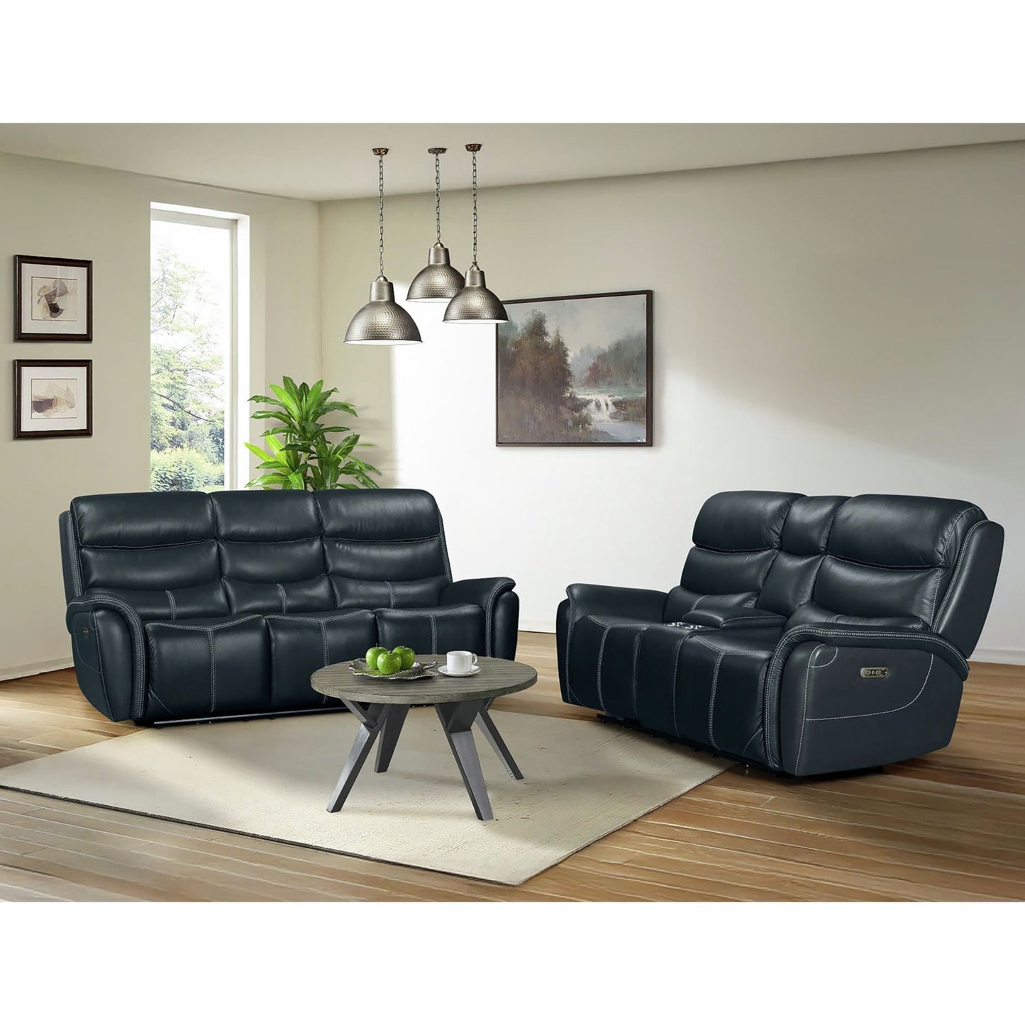 Aruba - Power Motion Sofa With Power Headrest - Pebble Navy