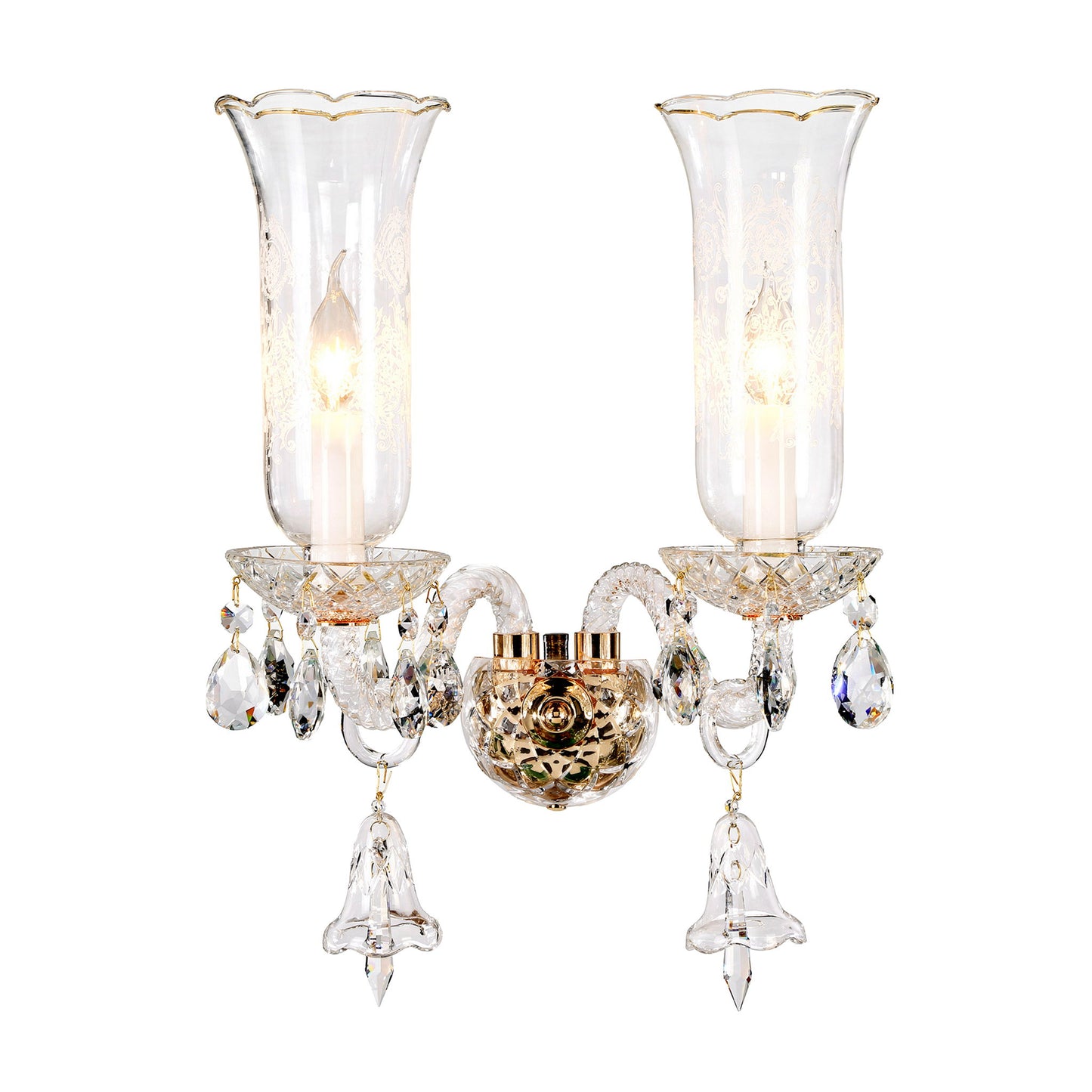 Michael Amini Lighting - Winter Palace 2-Light Traditional Crystal Wall Sconce - Gold / White