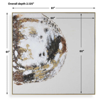 Moon Landing - Hand Painted Abstract Art - Black / Brown / Gold / Gray / White