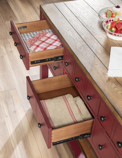 Vintage Market - Kitchen Island 6 Drawer With Casters