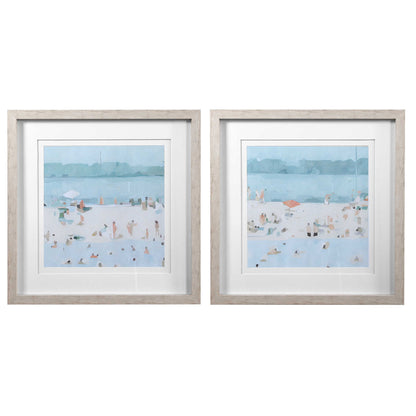 Sea Glass Sandbar - Framed Prints (Set of 2) - Light Blue