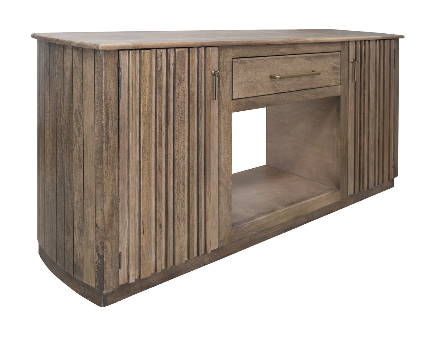 Mezquite - 1 Drawer 2 Doors Fireplace TV Stand - Mezquite Brown