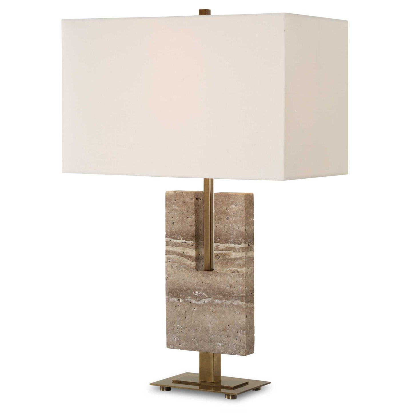 Turning - Point Travertine Table Lamp