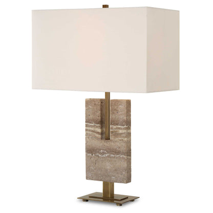 Turning - Point Travertine Table Lamp
