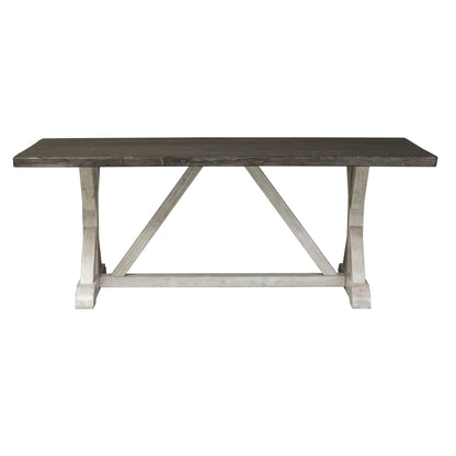 Willowrun - Trestle Table - Rustic White / Weathered Gray Top