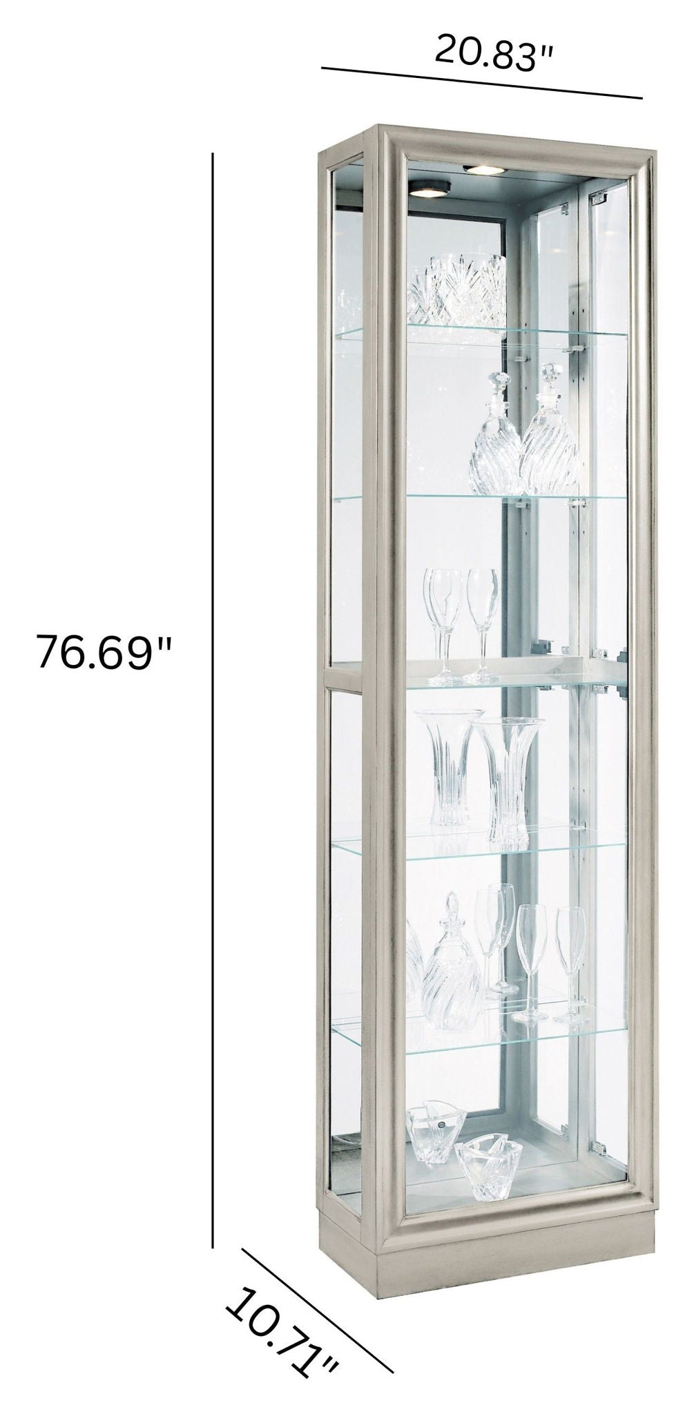 PFC Curios - Side Entry 5 Shelf Curio Cabinet - Platinum Silver