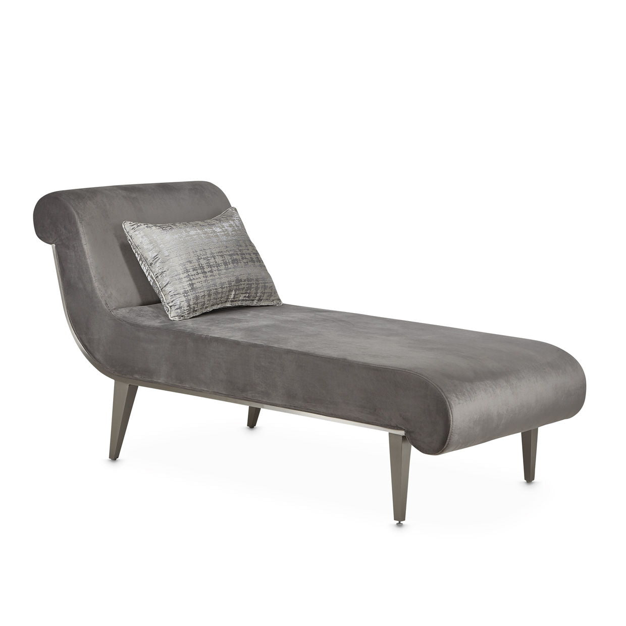 Roxbury Park - Velvet Chaise - Gray Pearl / Stainless Steel