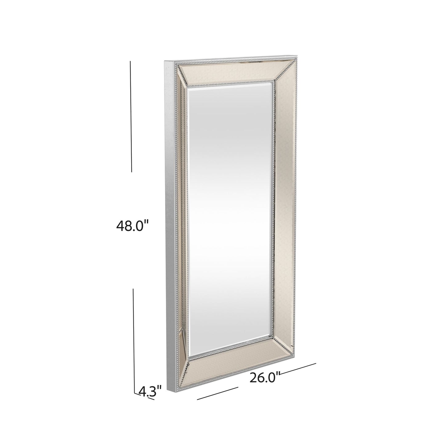 Beaded - Wall Mirror 48" - Silver