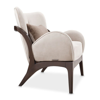 Camellia Field - Velvet Accent Chair - Beige / Dark Brown