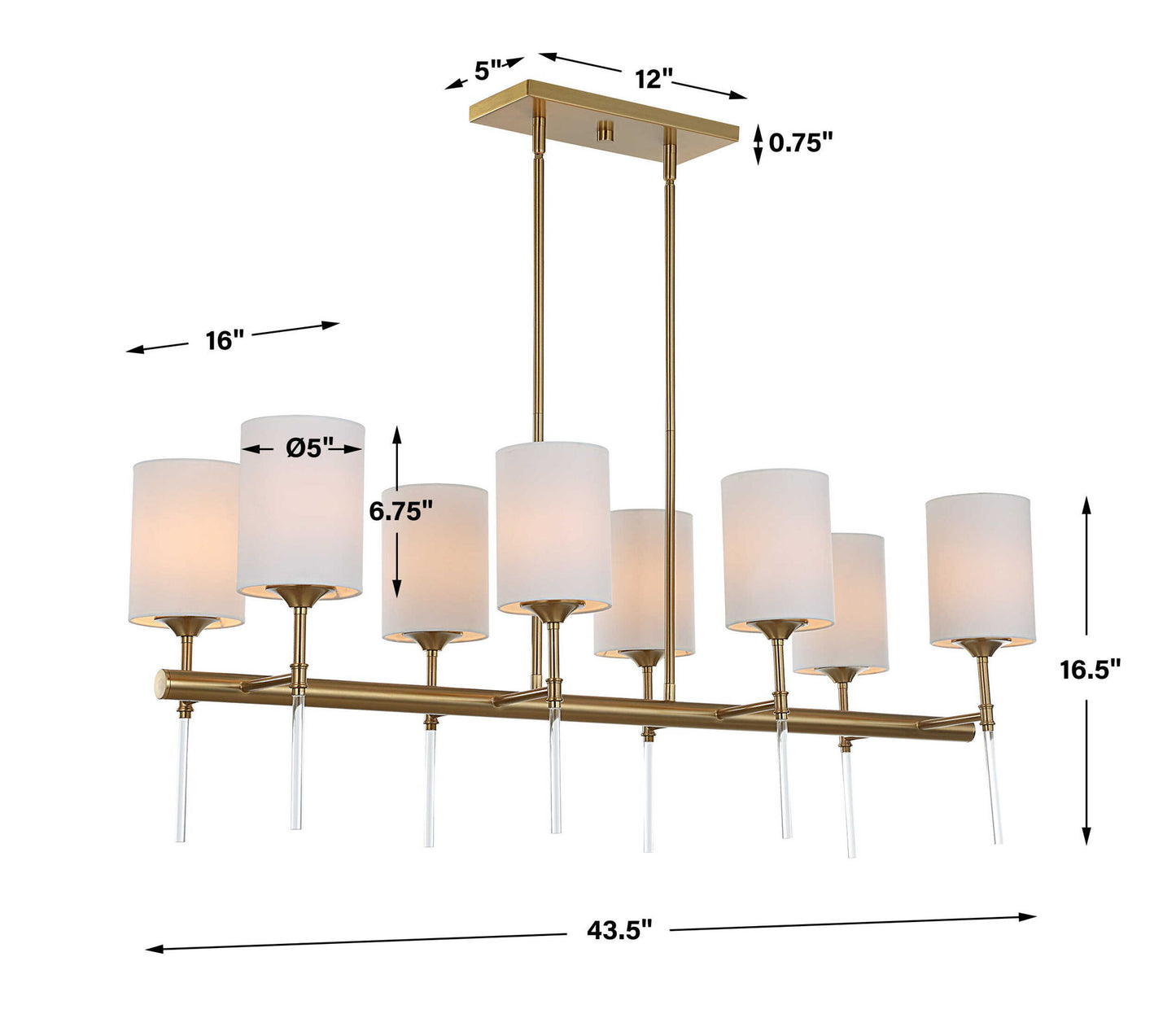 Awyr - 8 Light Linear Chandelier - Bronze