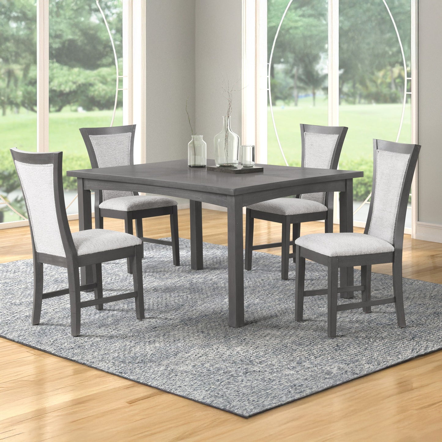 Flair - 5 Piece Dining Set (Table & 4 Chairs) - Gray