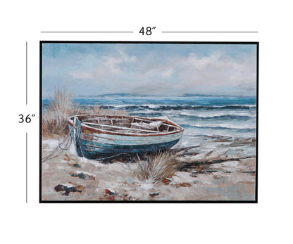 Mo Bay Framed Canvas - Blue / Light Brown