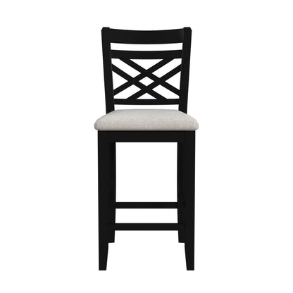 Brooks - 5 Piece Counter Set With Table And 4 Upholstered Seat & Wood Back Chairs - Medium Brown & Black