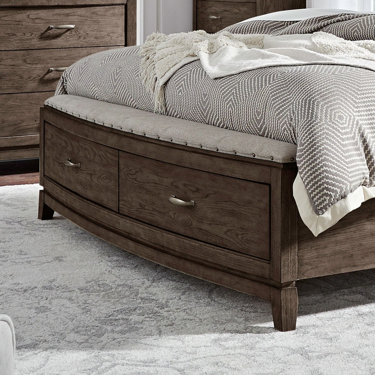Avalon - Queen Storage Footboard With Slatroll - Coffee Bean