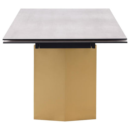 Vesa - Glass Top Extension Dining Table - Beige