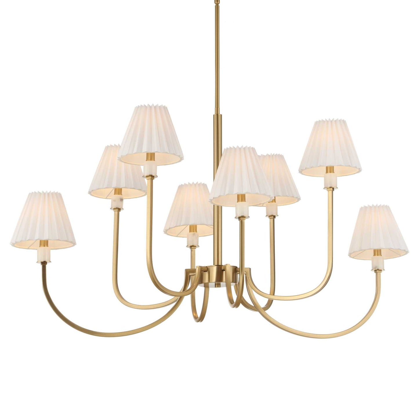 Poppins - 8 Light Brass Chandelier - White / Gold
