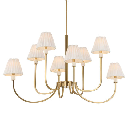 Poppins - 8 Light Brass Chandelier - White / Gold