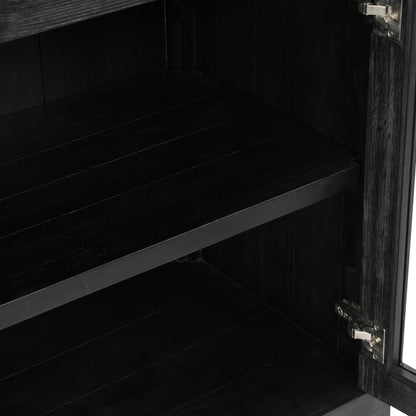 Macarthur - Reclaimed Oak 4 Door Cabinet - Aged Black