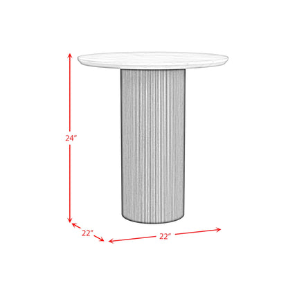 Sylvie - Round Table With White Faux Marble Top And Base