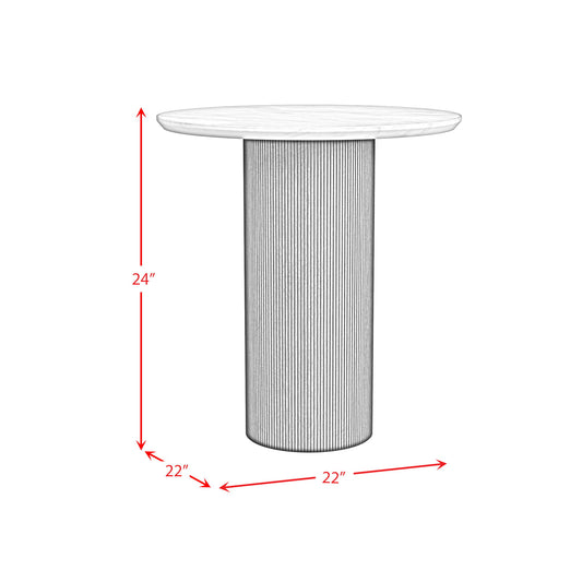 Sylvie - Round Table With White Faux Marble Top And Base