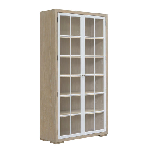 Pulaski Accents - 5-Shelf Glass Door Bookcase - Natural Wood Finish