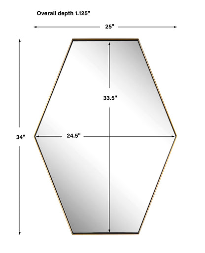 Ankara - Brass Hexagon Mirror