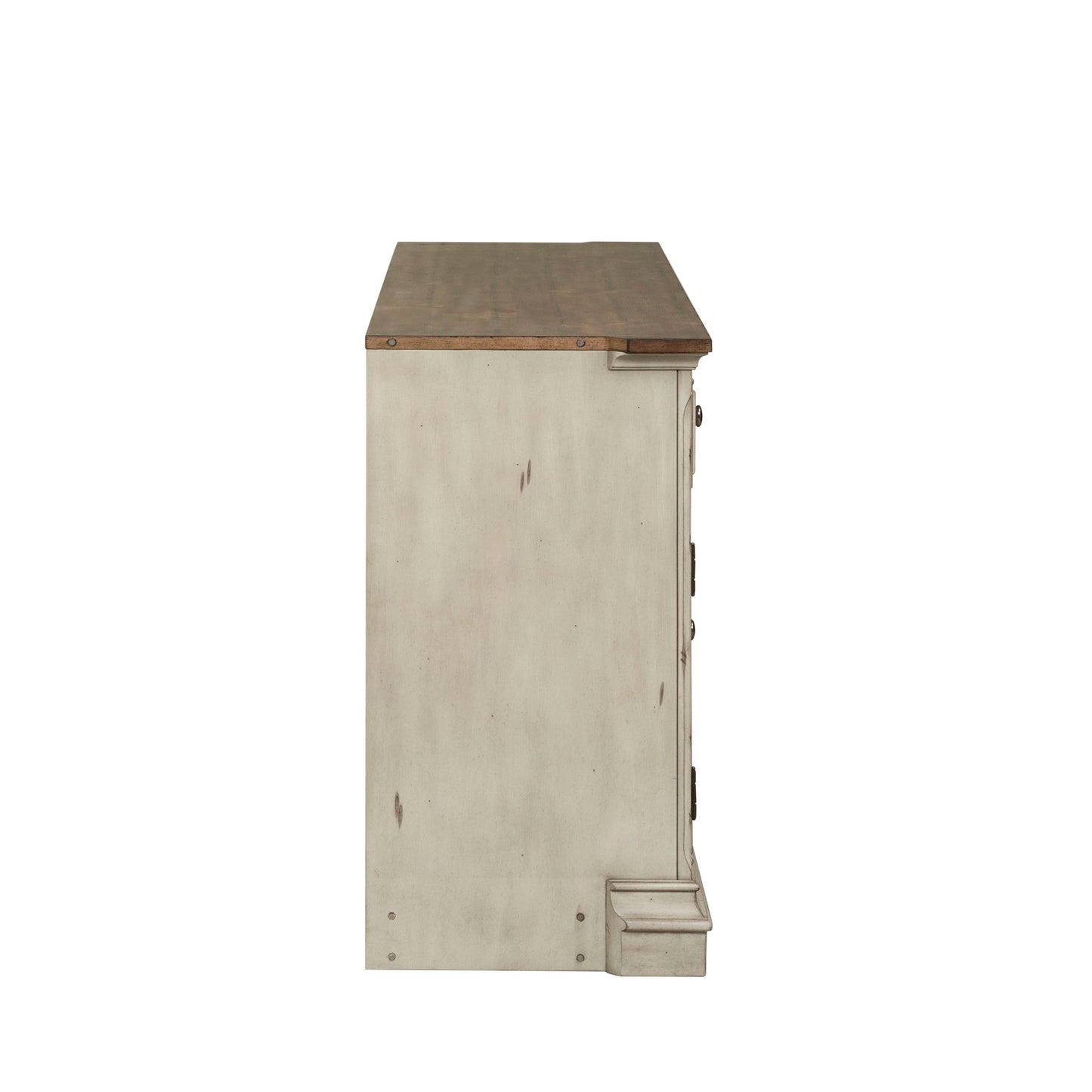 Morgan Creek - Entertainment TV Stand - Antique White / Wirebrushed Tobacco Accents