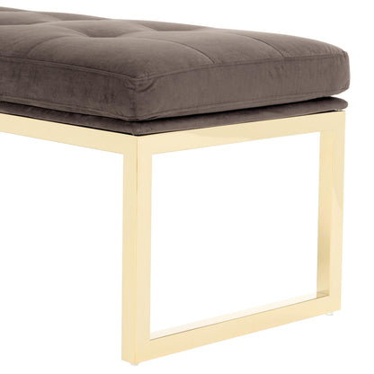 Signature Beds & Benches - Dahlia Velvet Accent Bench - Chocolate / Gold