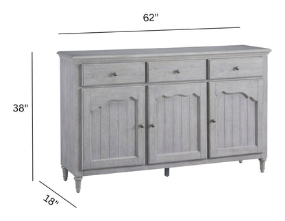 Pulaski Accents - 3-Door Credenza With Storage Drawers - Light Gray
