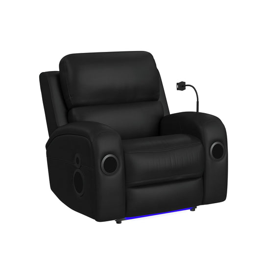 Euphora - P3 Power Glider Recliner With Heat Massage, Music, Ipad Holder With Wireless Charger, USB - Black