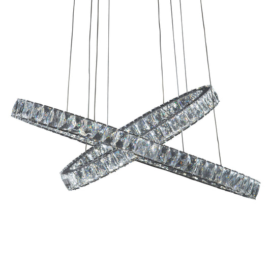 Michael Amini Lighting - Crossover Modern Crystal LED Chandelier - Chrome