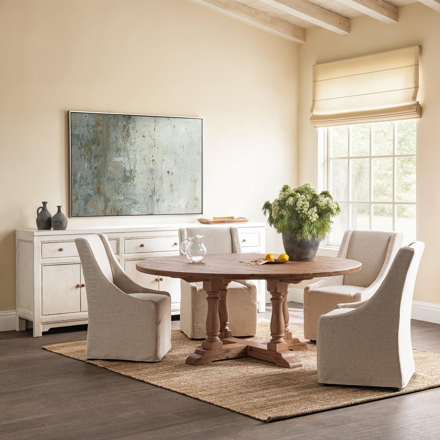 Warwick - Upholstered Rolling Dining Chair
