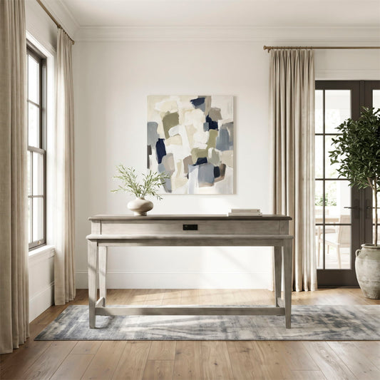 Heartland - Console Bar Table - Antique White / Tobacco Tops