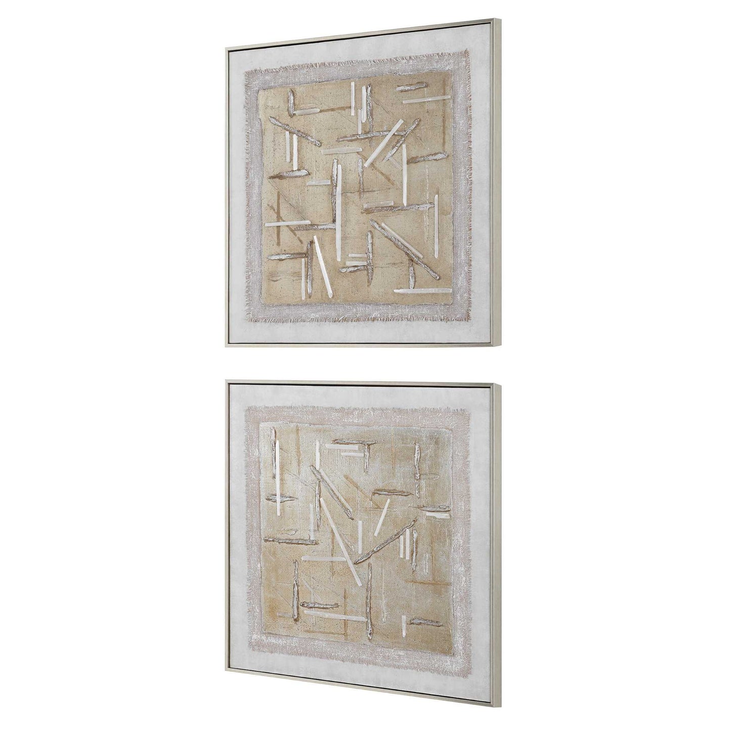 Unpredictable Hand - Painted Canvases (Set of 2) - Gray