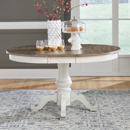 Ocean Isle - Single Pedestal Table Top - Antique White / Dark Brown