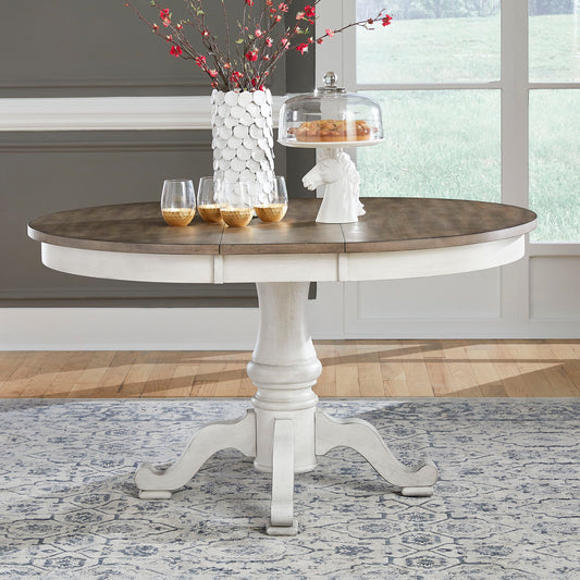 Ocean Isle - Single Pedestal Table Top - Antique White / Dark Brown