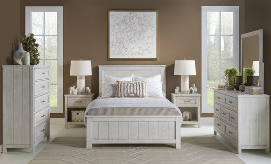 Preston - Complete Full Panel Bed - Bleached Linen