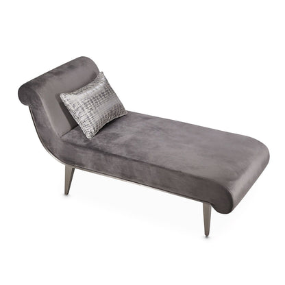 Roxbury Park - Velvet Chaise - Gray Pearl / Stainless Steel